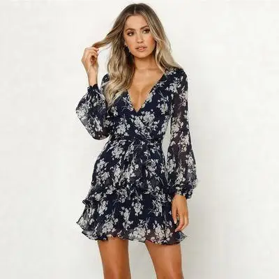 2022 European American Printed V-Neck Dress - Image 5