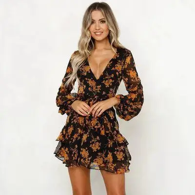 2022 European American Printed V-Neck Dress - Image 6