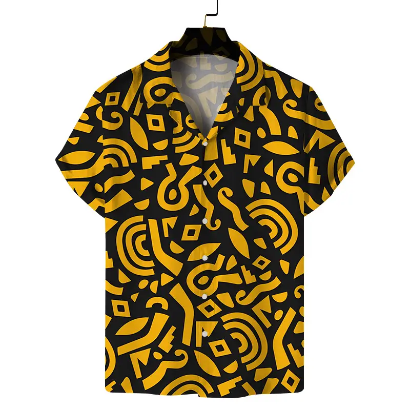 Men 3D Printed Blue Striped Short Sleeve Shirt - Image 10