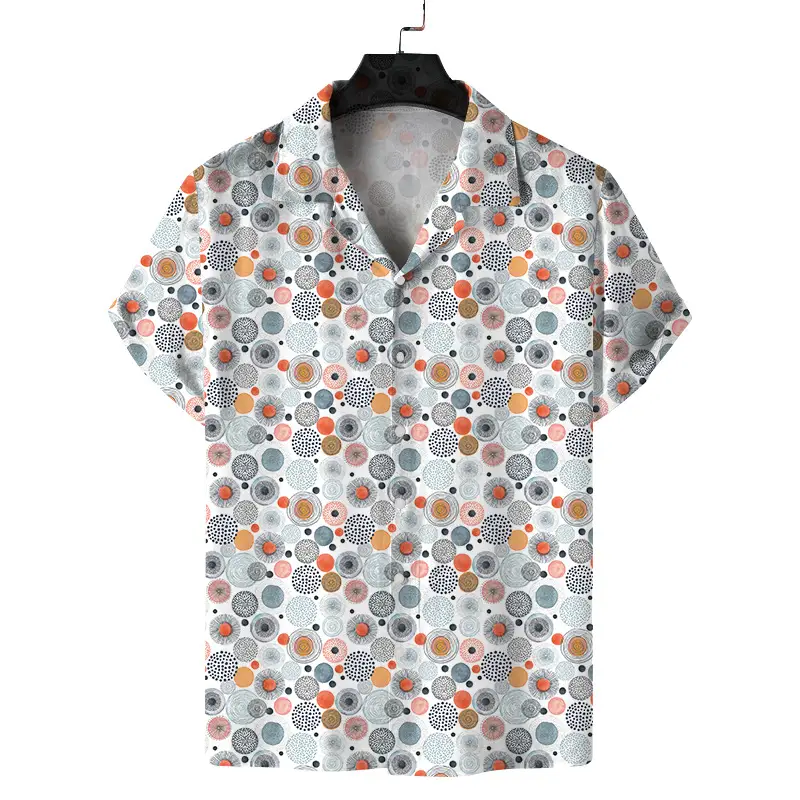 Men 3D Printed Blue Striped Short Sleeve Shirt - Image 6
