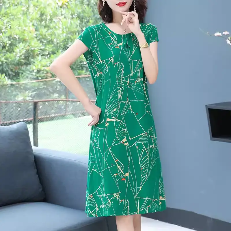 2025 New Large Size Pure Cotton Silk Dress for Women - Image 19