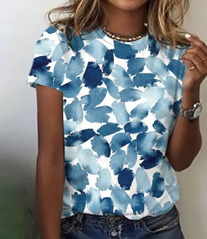 2024 Floral Embroidered T-Shirt Women Loose Casual - Image 14