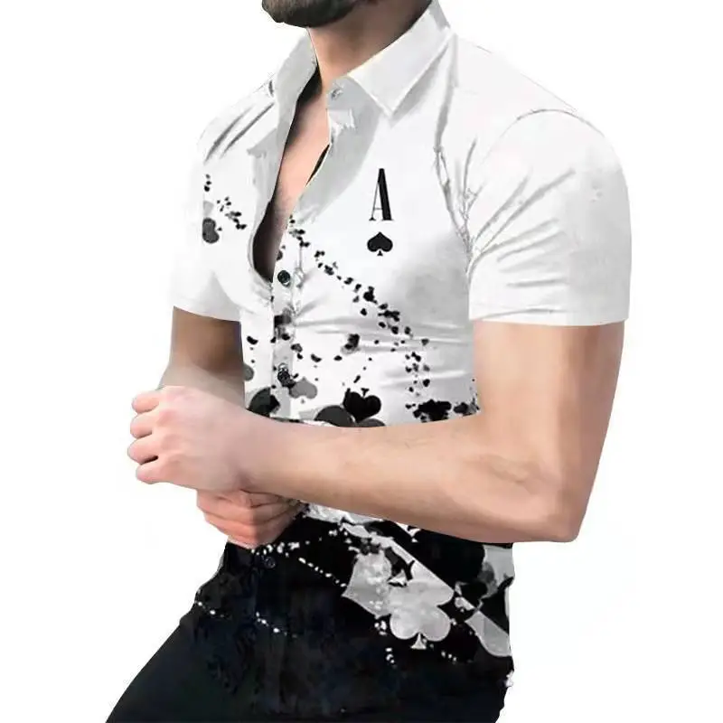 2023 Men's Printed Slim Fit Shirt Gold Black - Image 14