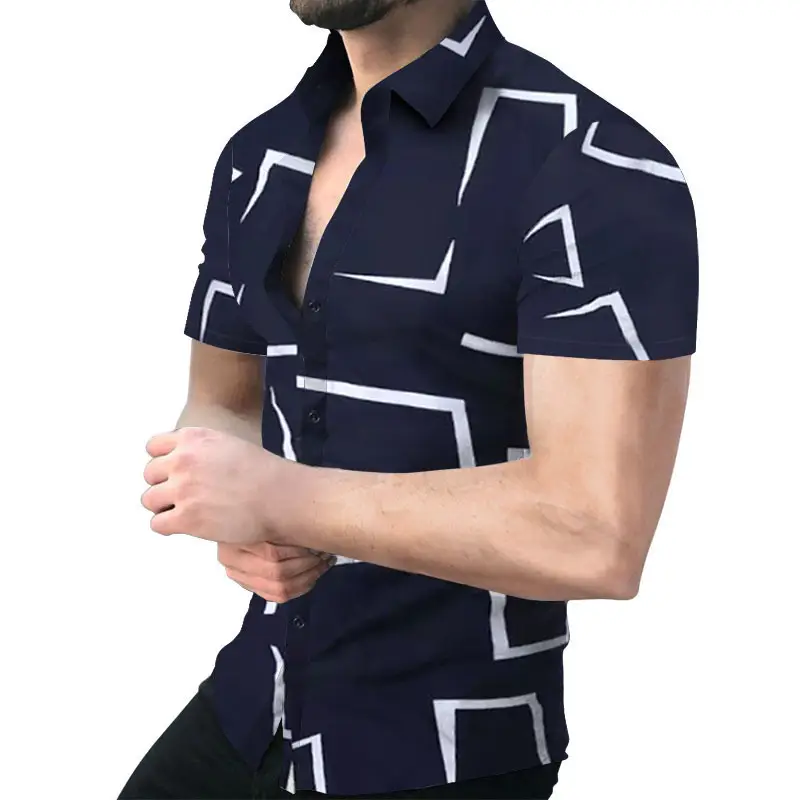 2023 Men's Printed Slim Fit Shirt Gold Black - Image 16