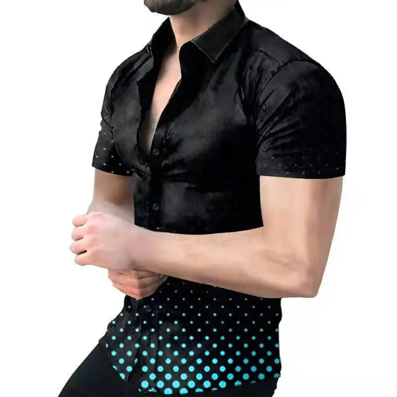 2023 Men's Printed Slim Fit Shirt Gold Black - Image 18