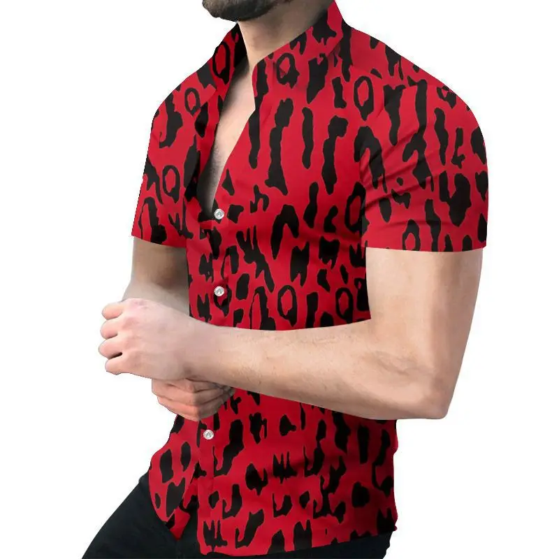 2023 Men's Printed Slim Fit Shirt Gold Black - Image 20