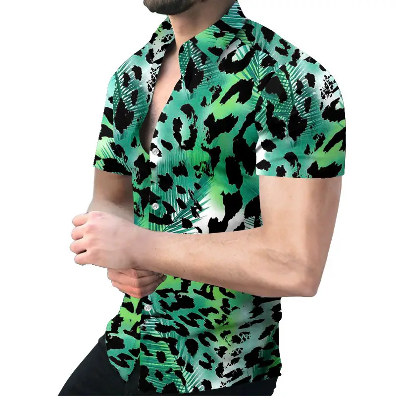 2023 Men's Printed Slim Fit Shirt Gold Black - Image 21