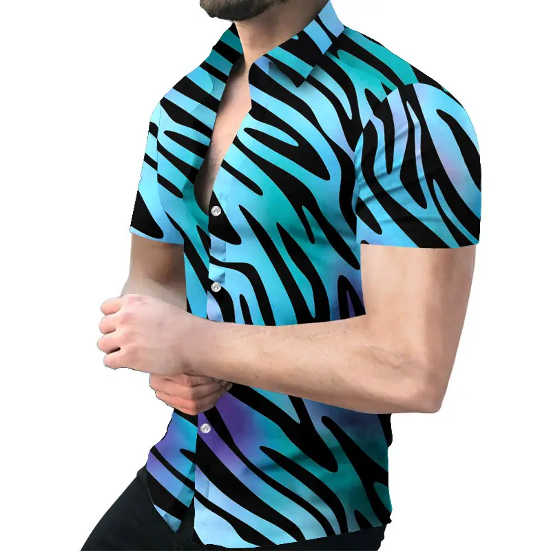 2023 Men's Printed Slim Fit Shirt Gold Black - Image 23