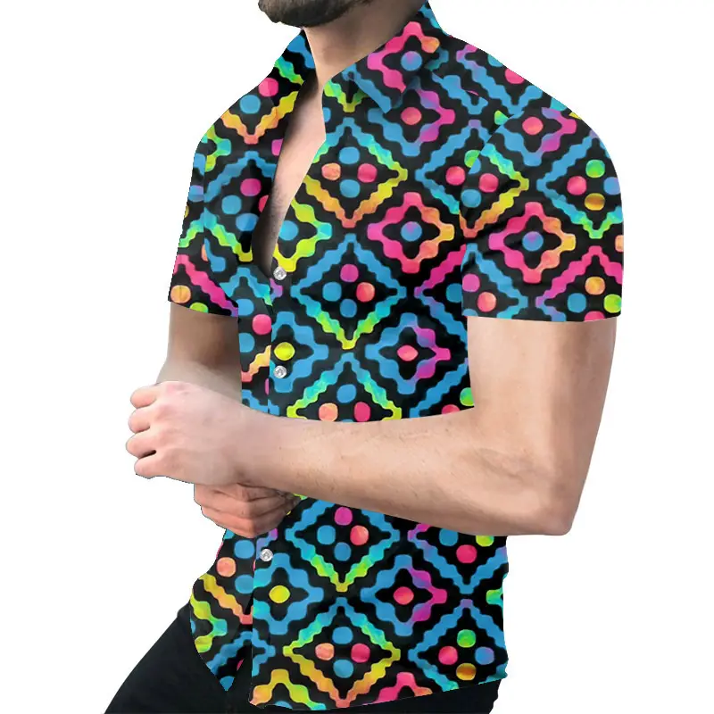 2023 Men's Printed Slim Fit Shirt Gold Black - Image 25