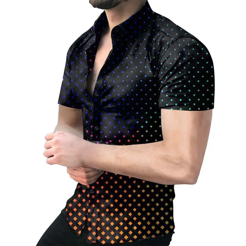 2023 Men's Printed Slim Fit Shirt Gold Black - Image 27