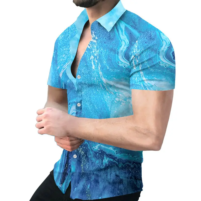 2023 Men's Printed Slim Fit Shirt Gold Black - Image 28