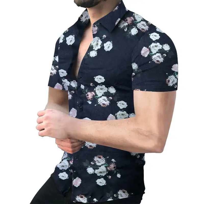 2023 Men's Printed Slim Fit Shirt Gold Black - Image 31