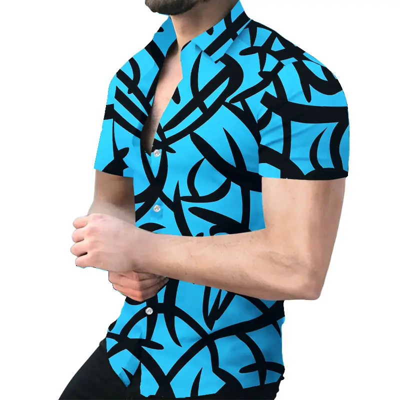 2023 Men's Printed Slim Fit Shirt Gold Black - Image 36