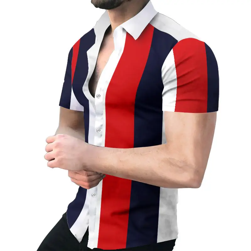 2023 Men's Printed Slim Fit Shirt Gold Black - Image 37