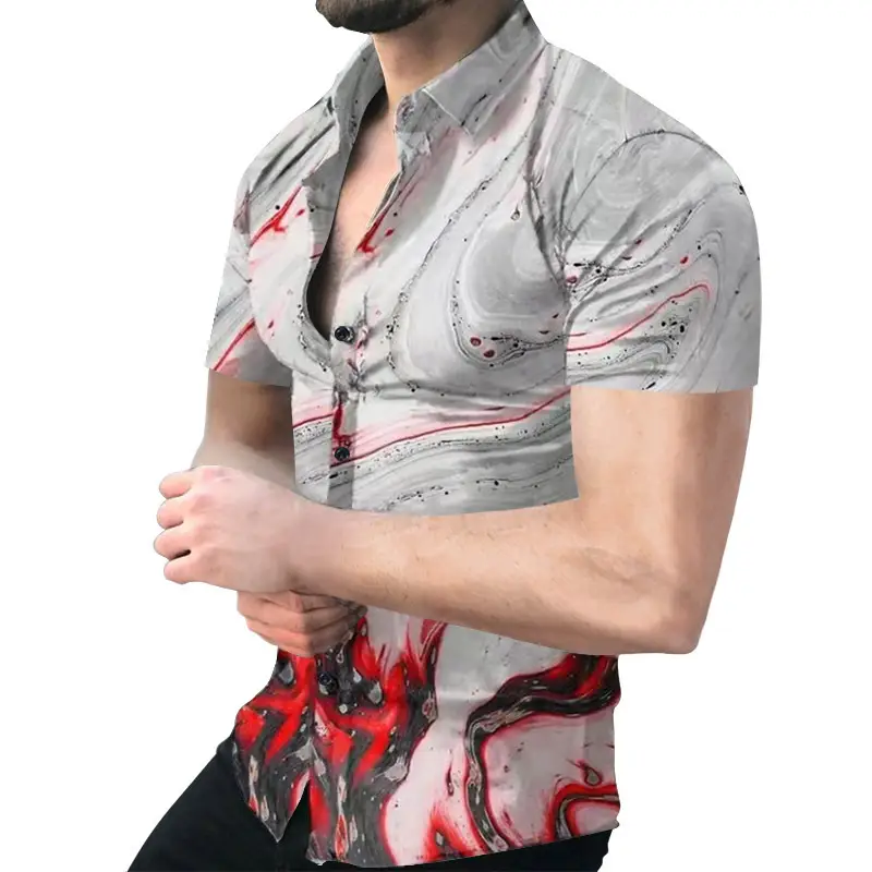 2023 Men's Printed Slim Fit Shirt Gold Black - Image 38