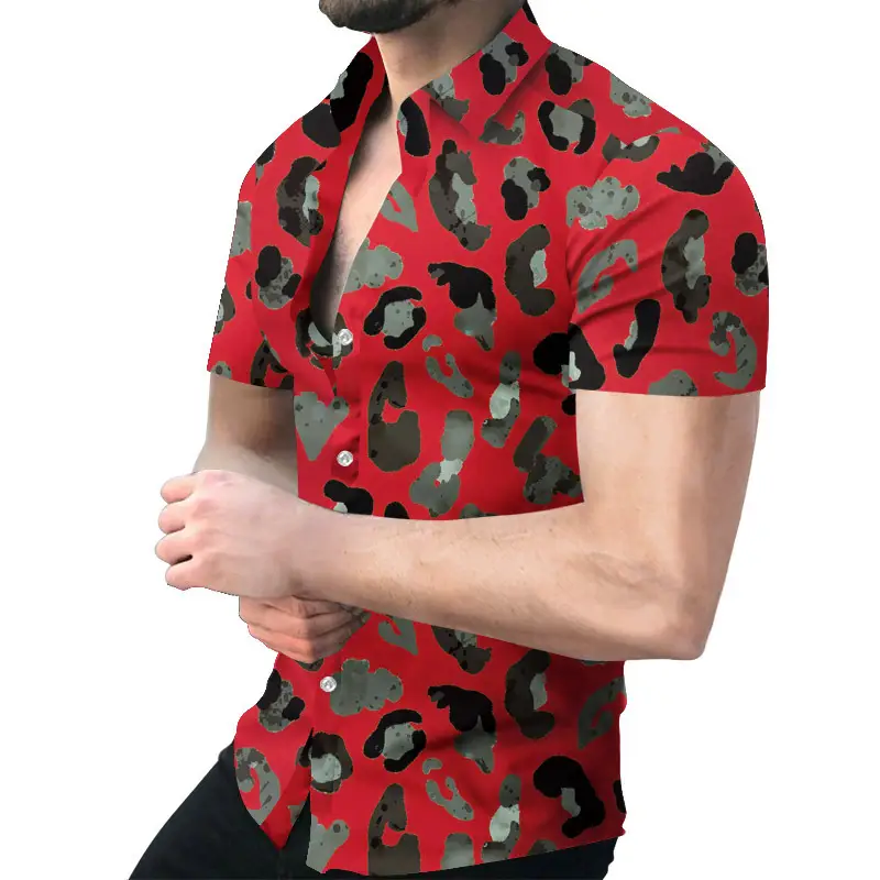 2023 Men's Printed Slim Fit Shirt Gold Black - Image 39