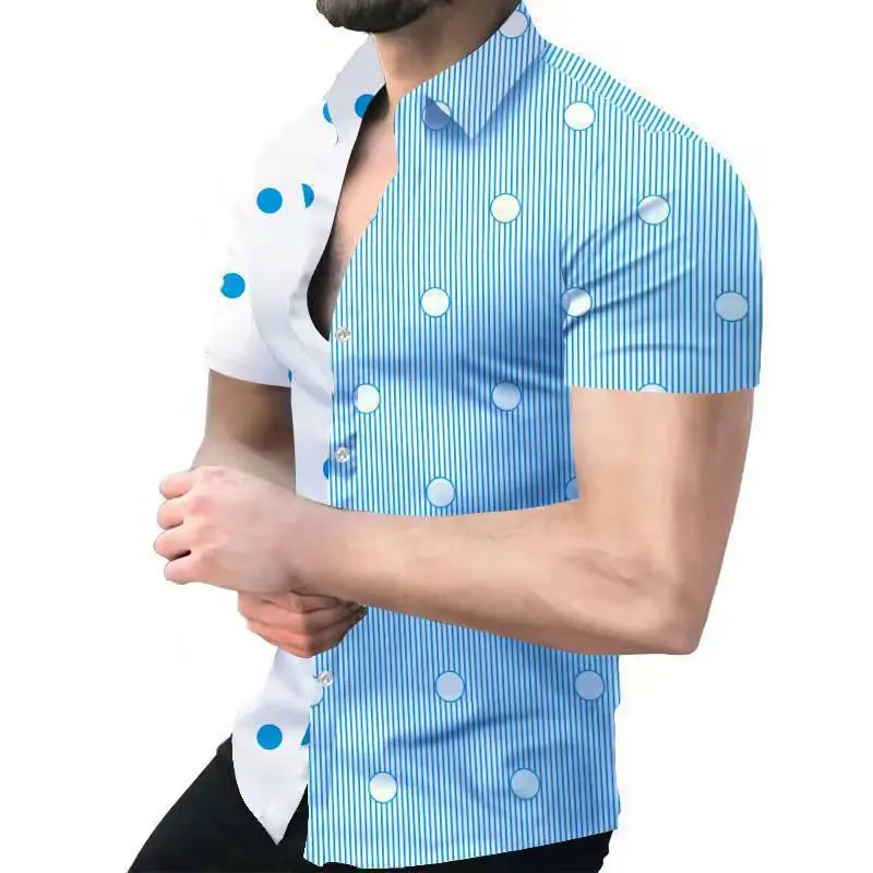 2023 Men's Printed Slim Fit Shirt Gold Black - Image 4