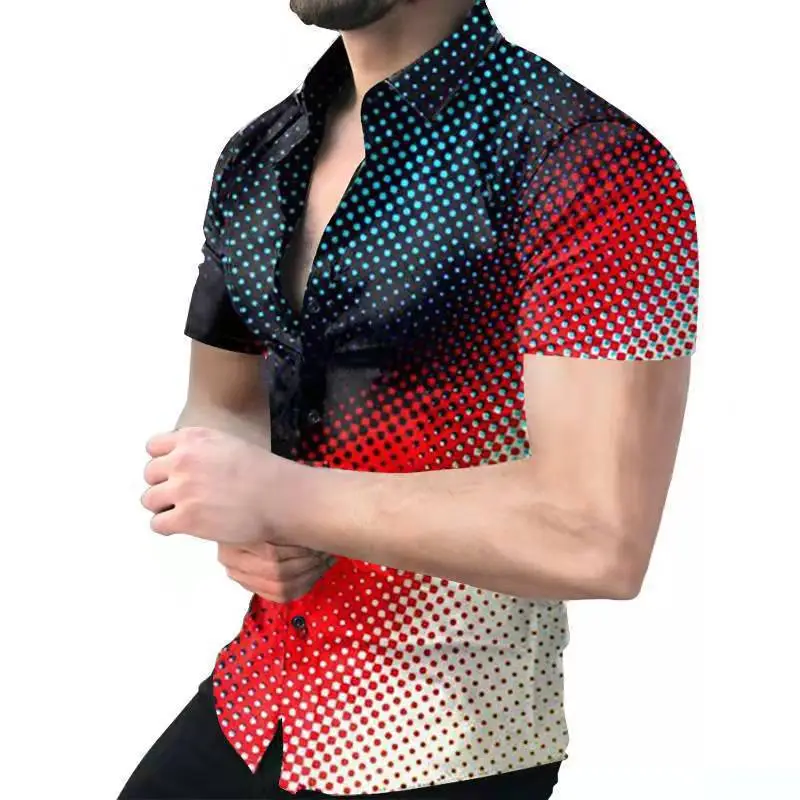 2023 Men's Printed Slim Fit Shirt Gold Black - Image 8