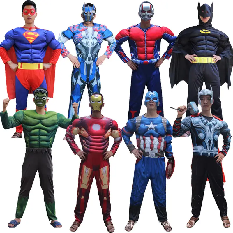 Halloween Adult Muscle Costume Iron Man Hulk Captain America Thor Optimus Prime Stage Play Costume