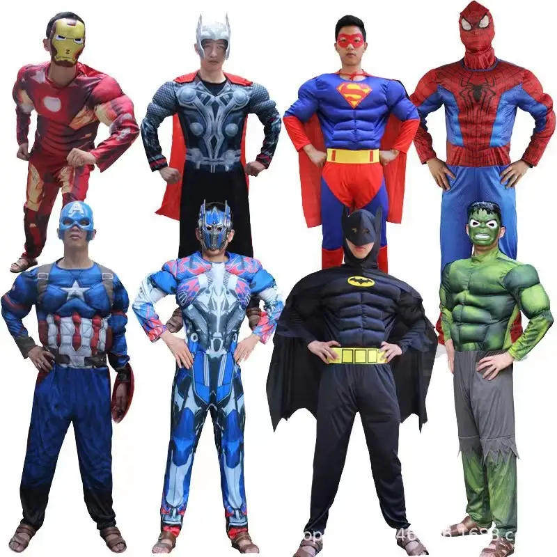 Halloween Adult Muscle Costume Iron Man Hulk Captain America Thor Optimus Prime Stage Play Costume