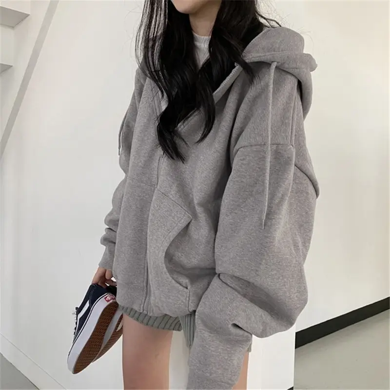 Black Fleece Hooded Sweatshirt Women Winter Coat — feature 2