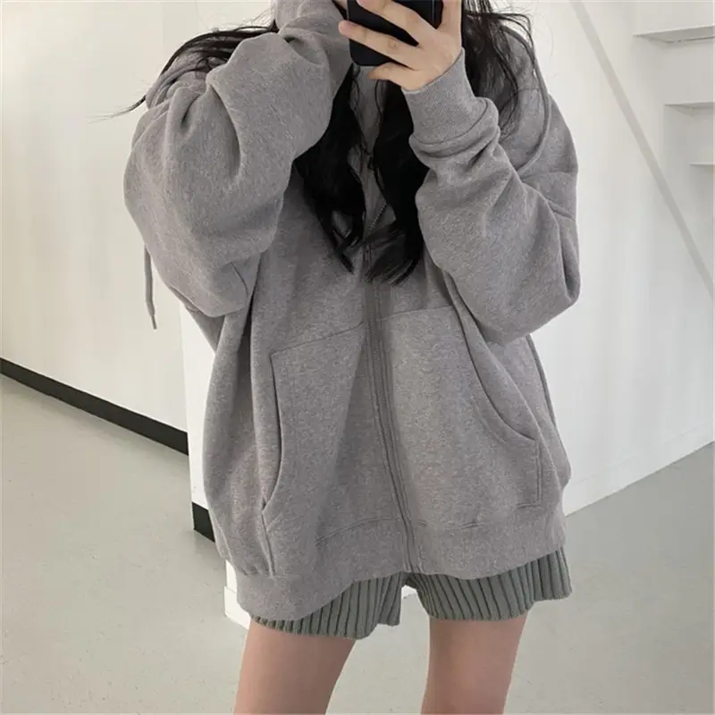 Black Fleece Hooded Sweatshirt Women Winter Coat — feature 4