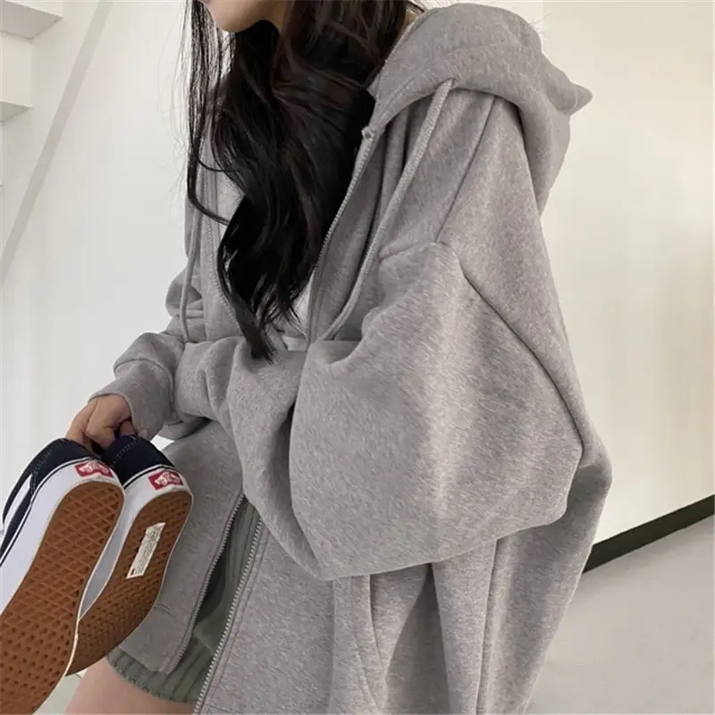 Black Fleece Hooded Sweatshirt Women Winter Coat — feature 5