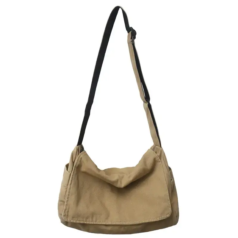 Washed Canvas Crossbody Bag Men Large Capacity Japanese Style - Image 5