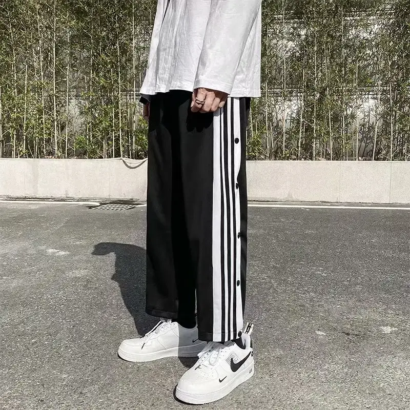 Men Basketball Pants Straight Leg Loose Fitting White Black - Image 6