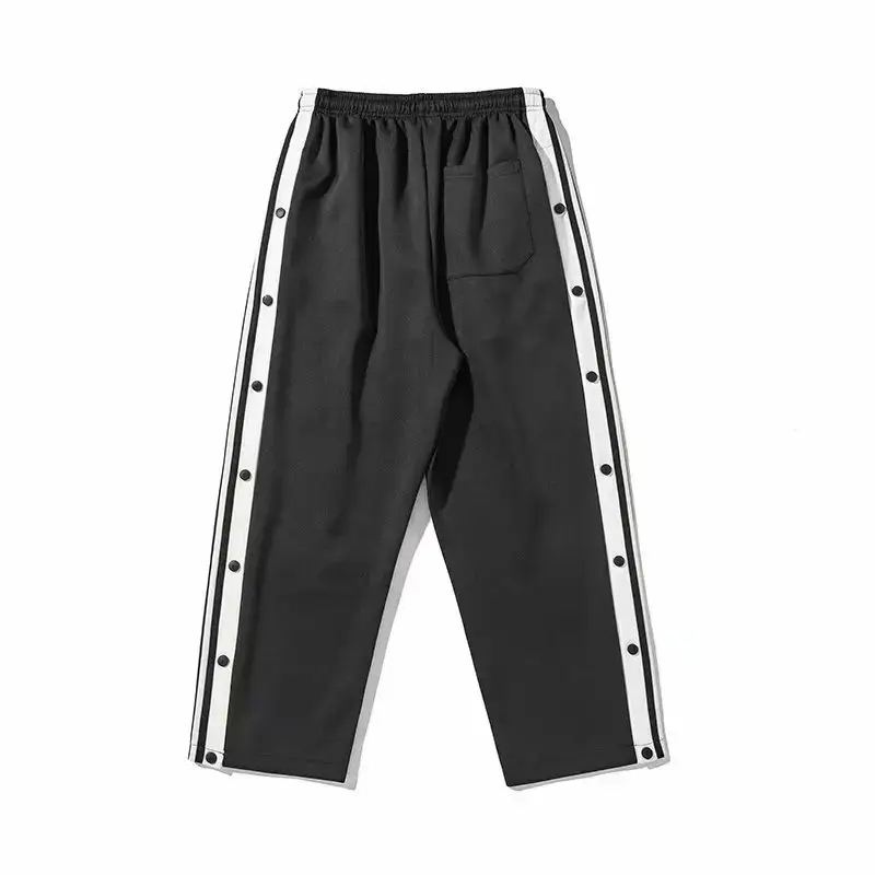 Men Basketball Pants Straight Leg Loose Fitting White Black - Image 7