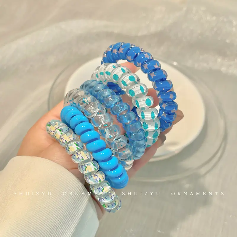Korean Hair Tied Rings Rainbow Color - Image 35