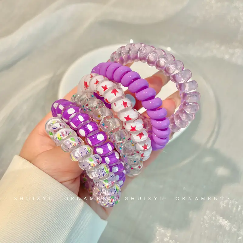 Korean Hair Tied Rings Rainbow Color - Image 36