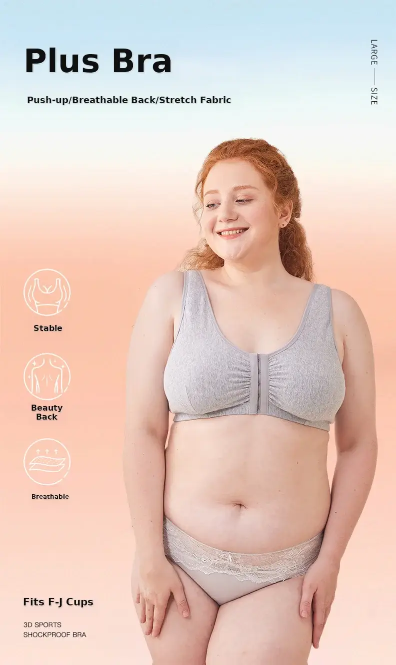 Women's Front Button Sports Bra Plus Size Running Shockproof — feature 1