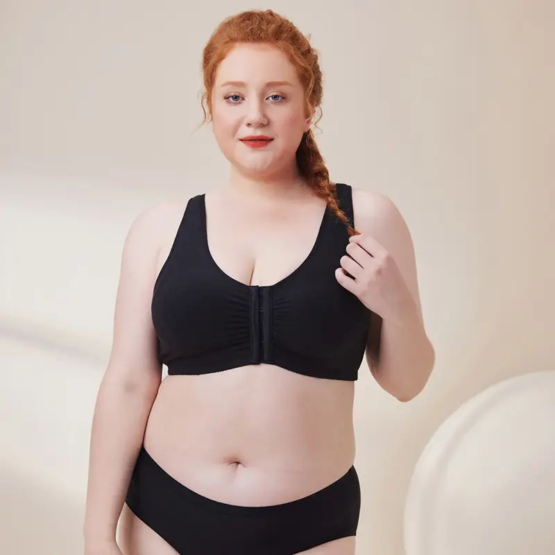Women's Front Button Sports Bra Plus Size Running Shockproof - Image 2