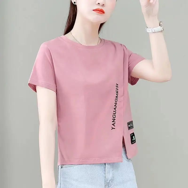 Women White Short Sleeve T-Shirt Korean Style 2022 - Image 7