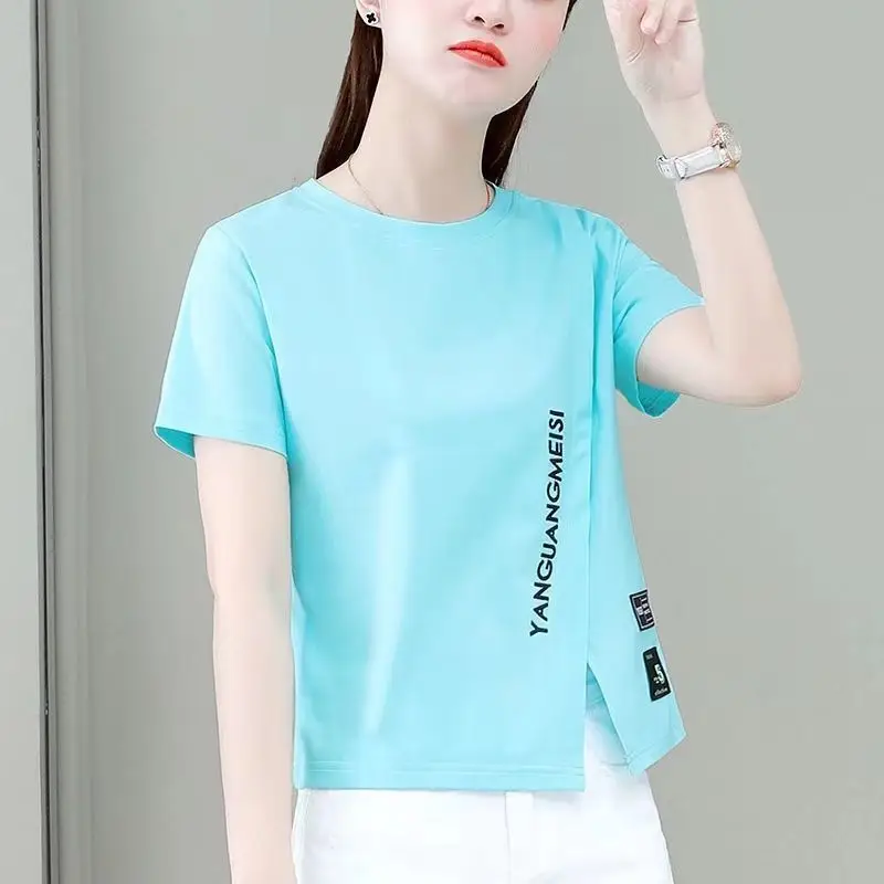 Women White Short Sleeve T-Shirt Korean Style 2022 - Image 8