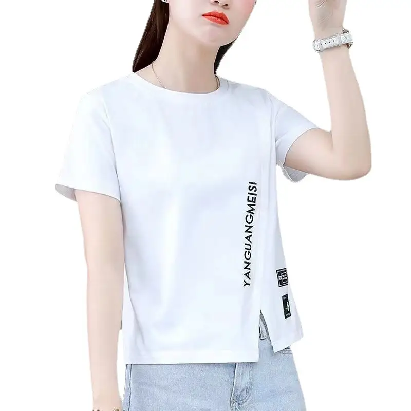 Women White Short Sleeve T-Shirt Korean Style 2022 - Image 10