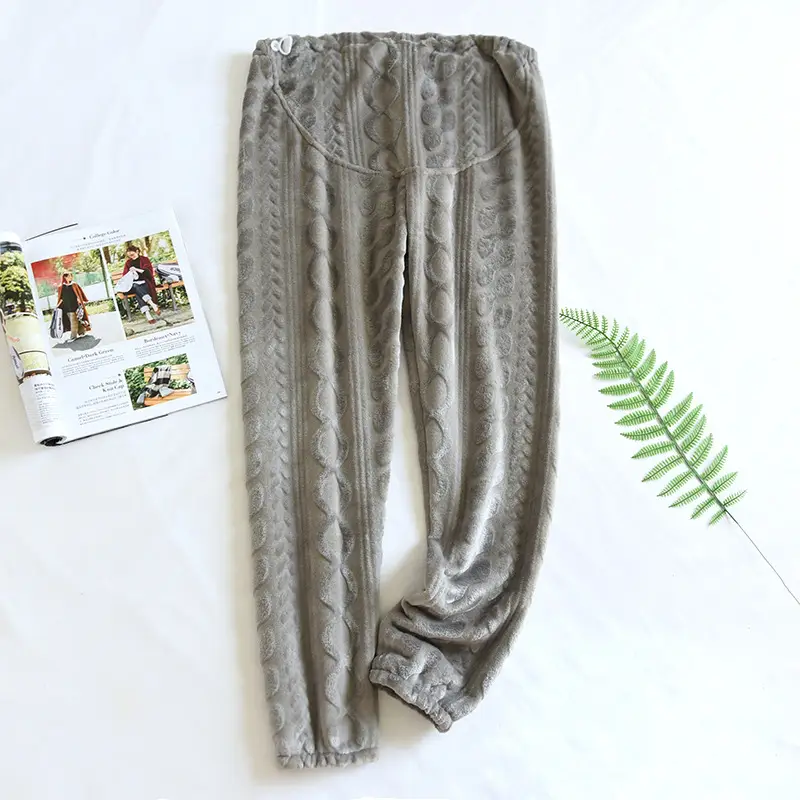 Autumn & Winter Thicken Flannel Belly Support Pants for Lactation Period - Image 3