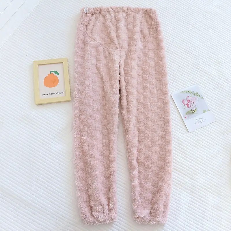 Autumn & Winter Thicken Flannel Belly Support Pants for Lactation Period - Image 5
