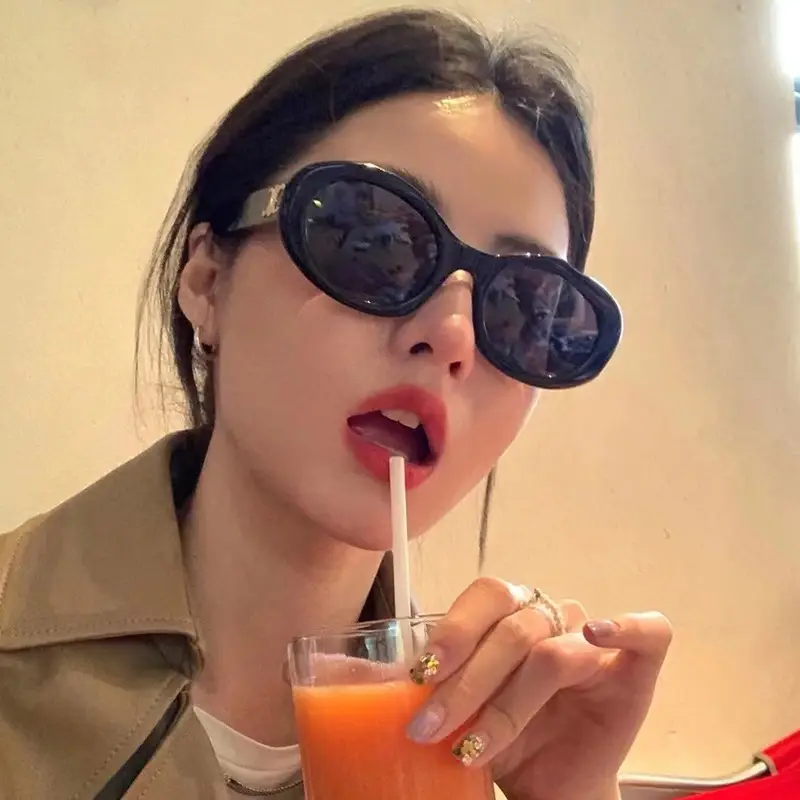 Women's Black Cat's Eye Sunglasses with Brown Tint - Image 12