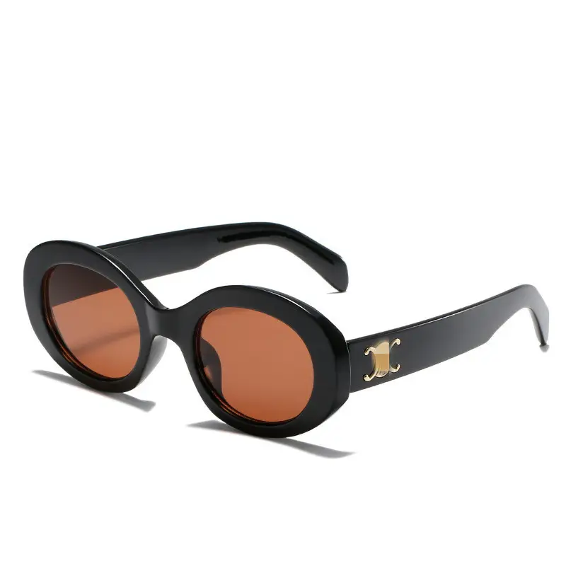Women's Black Cat's Eye Sunglasses with Brown Tint - Image 15