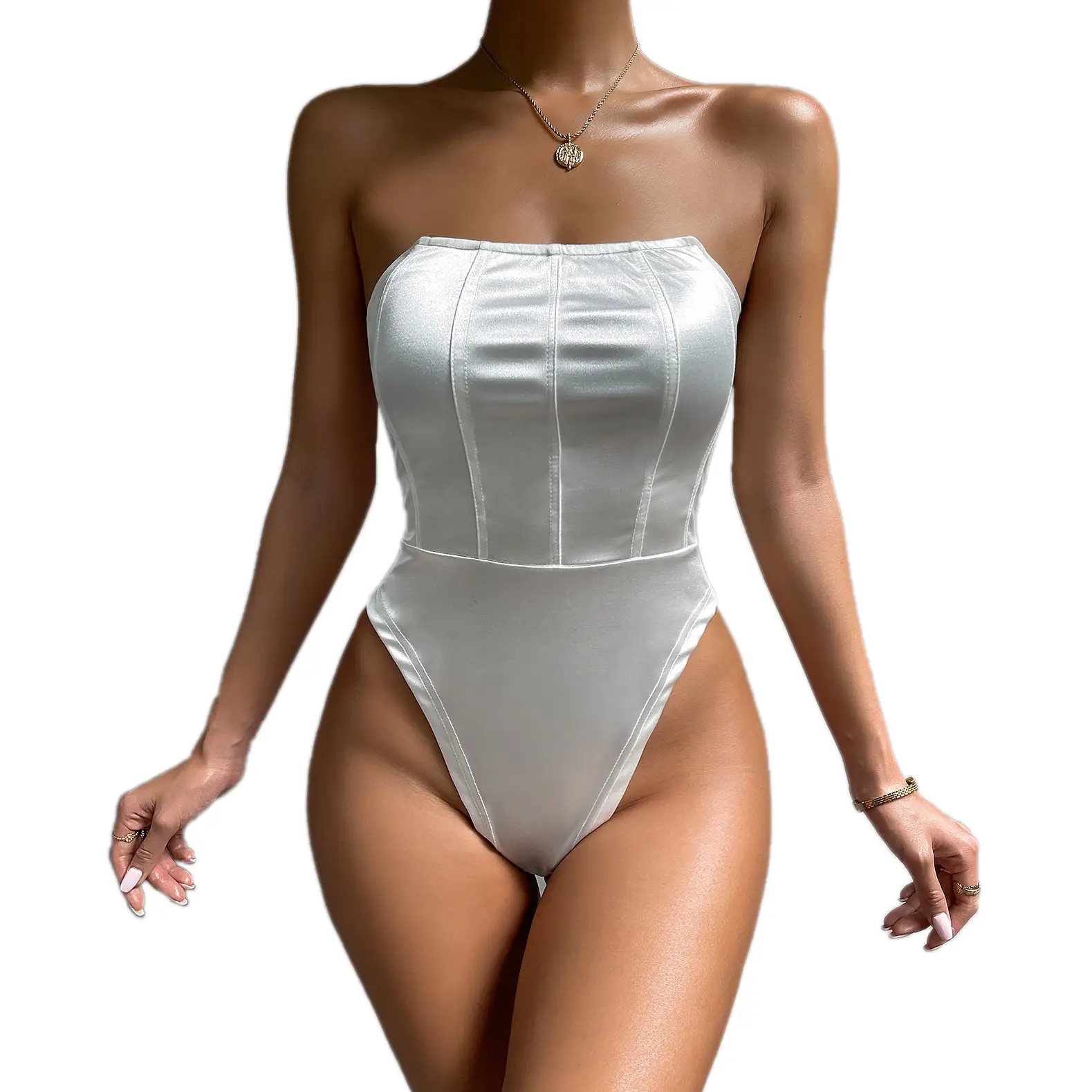 White Slim Fit Women's Summer Jumpsuit Top - Image 6