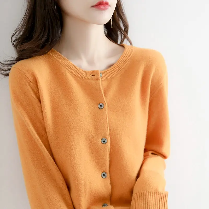 Women's Knitted Cardigan Sweater Orange Small