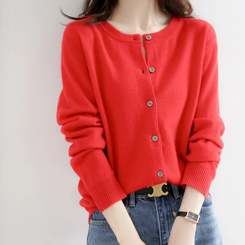 Women's Knitted Cardigan Sweater Orange Small