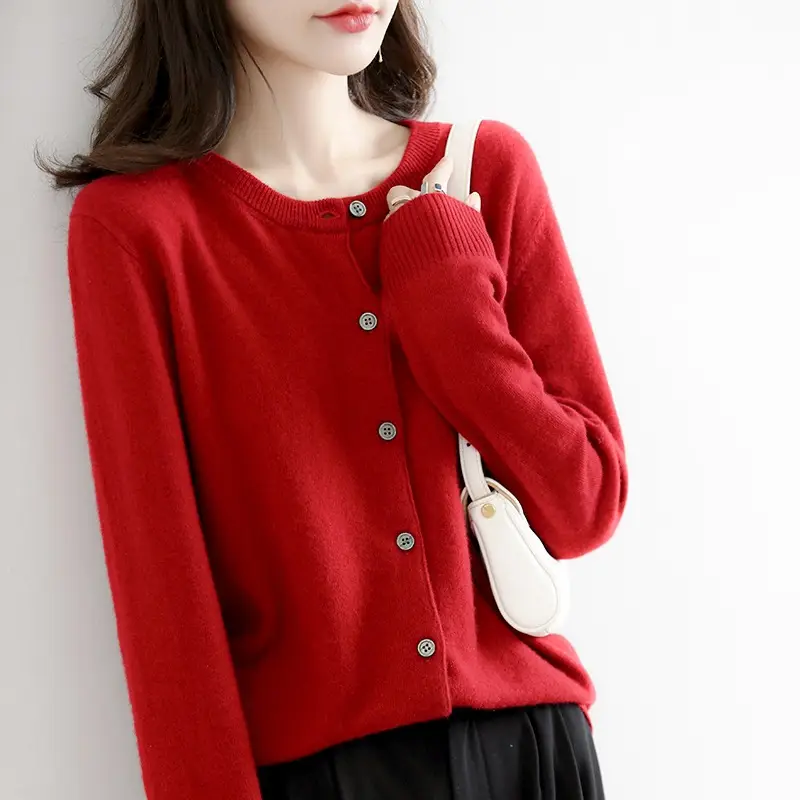Women's Knitted Cardigan Sweater Orange Small