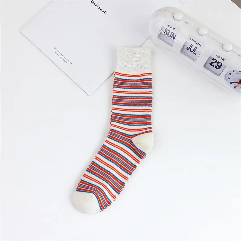 AMUSIVE Japanese Style Stockings for Children Ins Retro Niche Slimming Middle Tube Colorful Sports Male Irregular Stripes