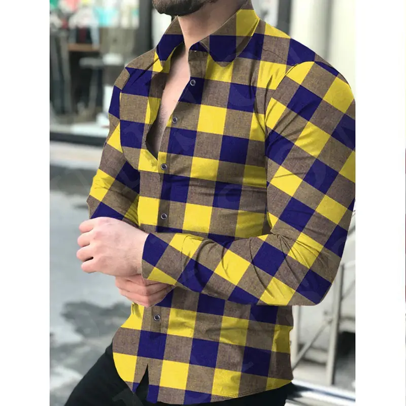 Men Red Plaid Long Sleeve Shirt 2026 — feature 6