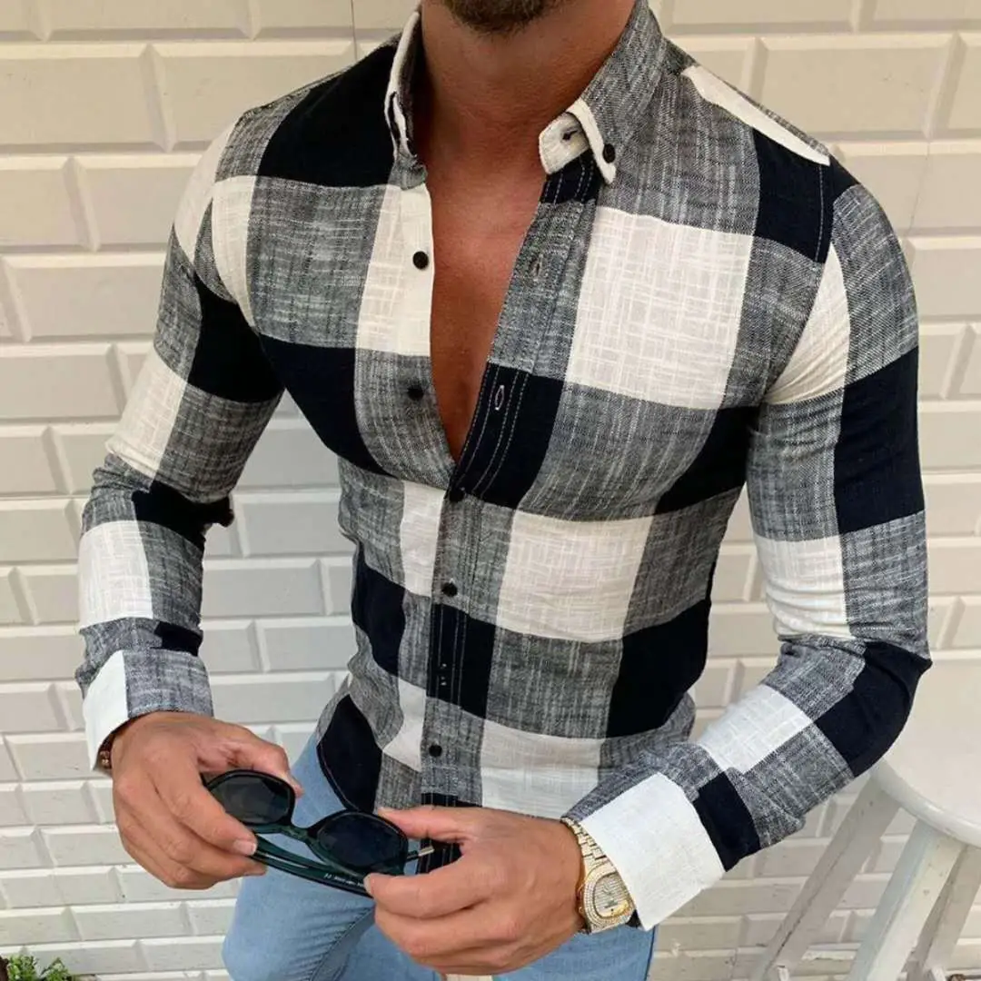Men Red Plaid Long Sleeve Shirt 2026 - Image 7