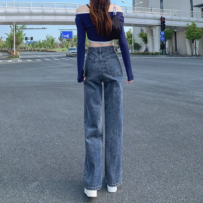 Women's 885 High Waist Straight Jeans 2022 Spring Autumn Wide Leg - Image 13