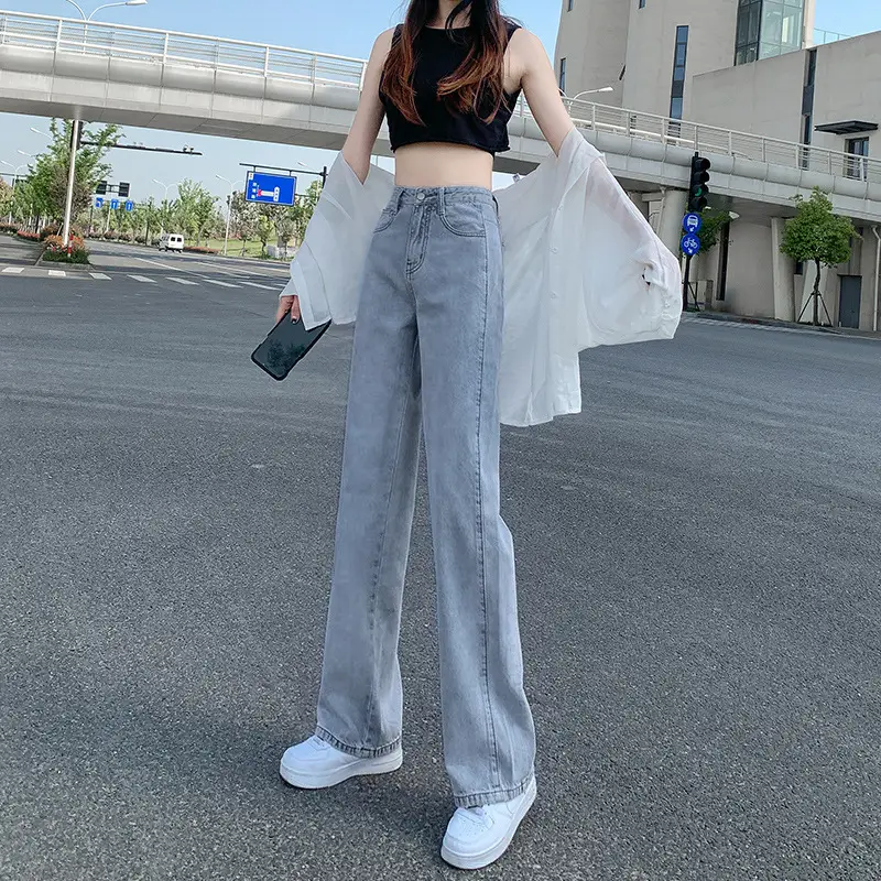 Women's 885 High Waist Straight Jeans 2022 Spring Autumn Wide Leg - Image 2